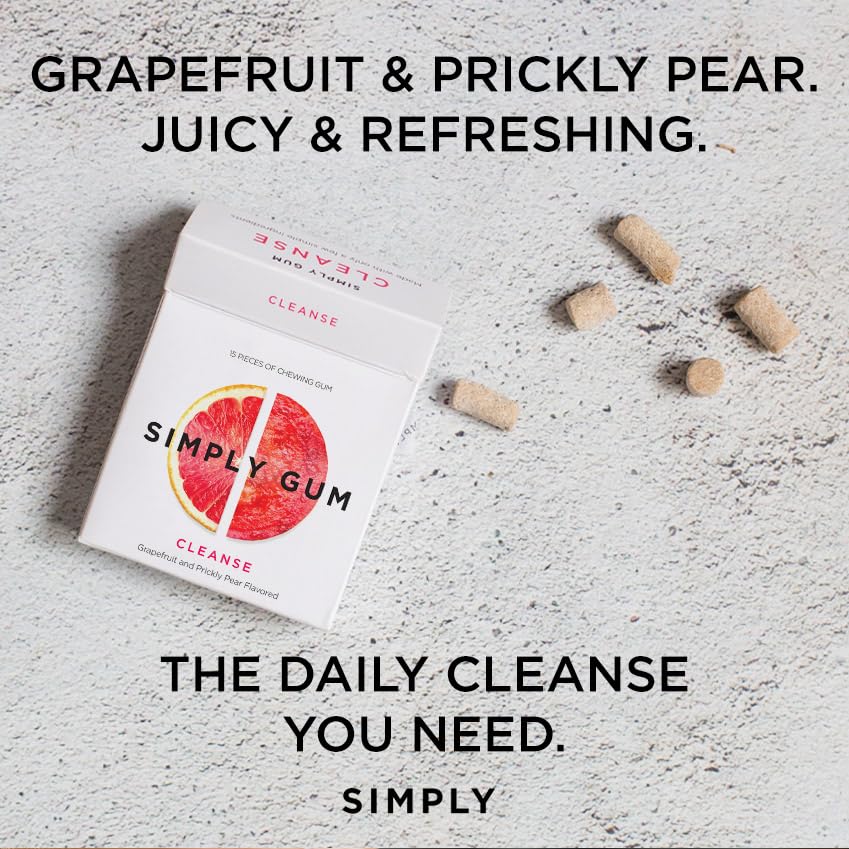 SIMPLY Gum Peppermint and Grapefruit (Cleanse) Variety Pack - Plastic-Free Natural Chewing Gum, 6 Pack (90 Pieces) | Vegan, Kosher, Non GMO, Aspartame Free and Sorbitol Free