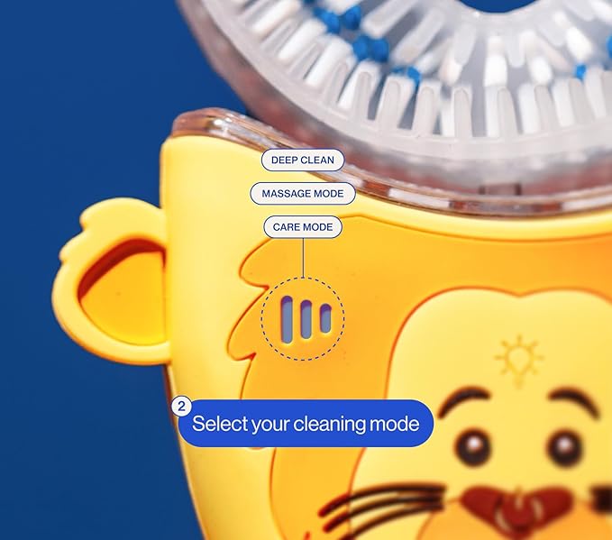 autobrush Kids Electric Toothbrush – Only ADA Accepted U-Shaped Toothbrush, Clinically Proven Up to 5.1X Better Cleaning, 30 Seconds, Full-Mouth 360 Coverage, LED Lights, Music, Ages 6-8, Lion