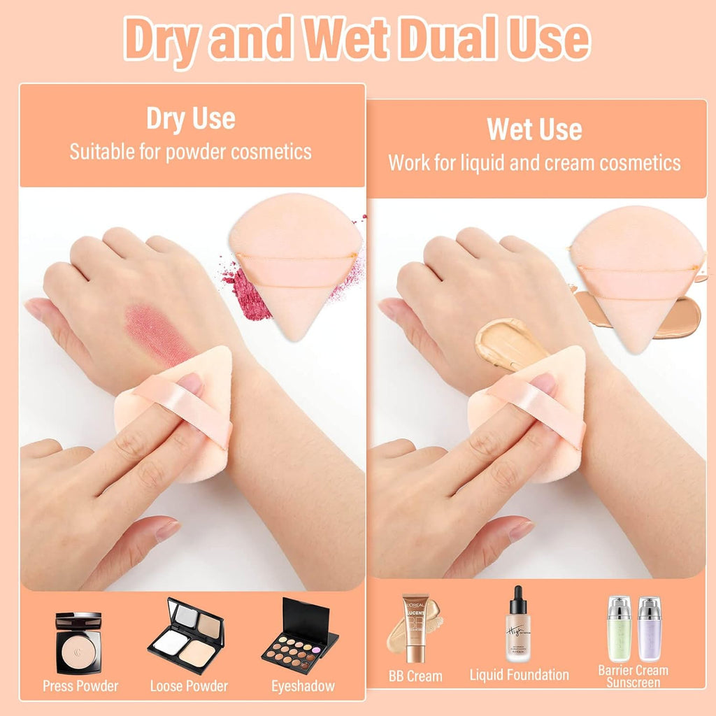 Thrilez 20pcs Triangle Powder Puff, Loose Powder Puffs Makeup Puff for Face Powder, Setting Powder Puff for Make Up, Face Puff Pads for Press Powder, Sponge Powder Applicator for Face and Eye (Beige)