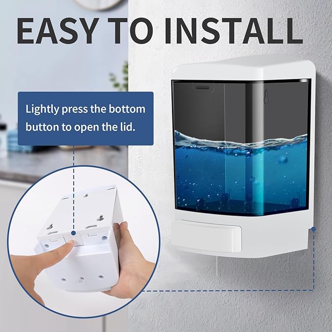 2PCS Commercial Soap Dispenser Plastic Wall Mounted Soap Dispenser 33.8oz/ 1000ml Plastic Hand Wash Soap Wall Dispenser for Bathroom Kitchen Hotel Liquid Gel Shampoo Chamber (Black)