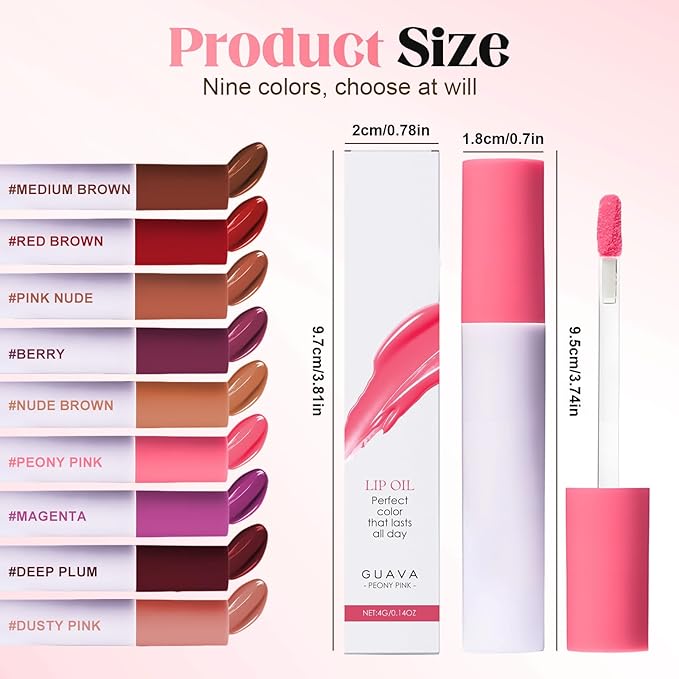 Lips Staining Lip Oil, 2026 New Lip Tint Lips Oil Long-Lasting Moisturizing, Plumping Hydrating Glossy Lip Glosses, Glossy Lip Stain Creamy Texture for Girl and Women (LUCKY LOTUS)