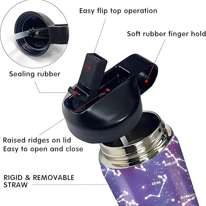 rickyh style Kids Water Bottle with Straw Lid Insulated Stainless Steel Reusable Tumbler Gifts for School, Toddlers, Girls, Boys 14oz