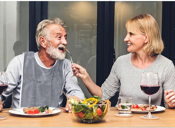 3 Pack Adult Bibs, Microfiber Super Soft Eating Cloth for Adults, Disabled, Adjustable, Dining Clothing Protector