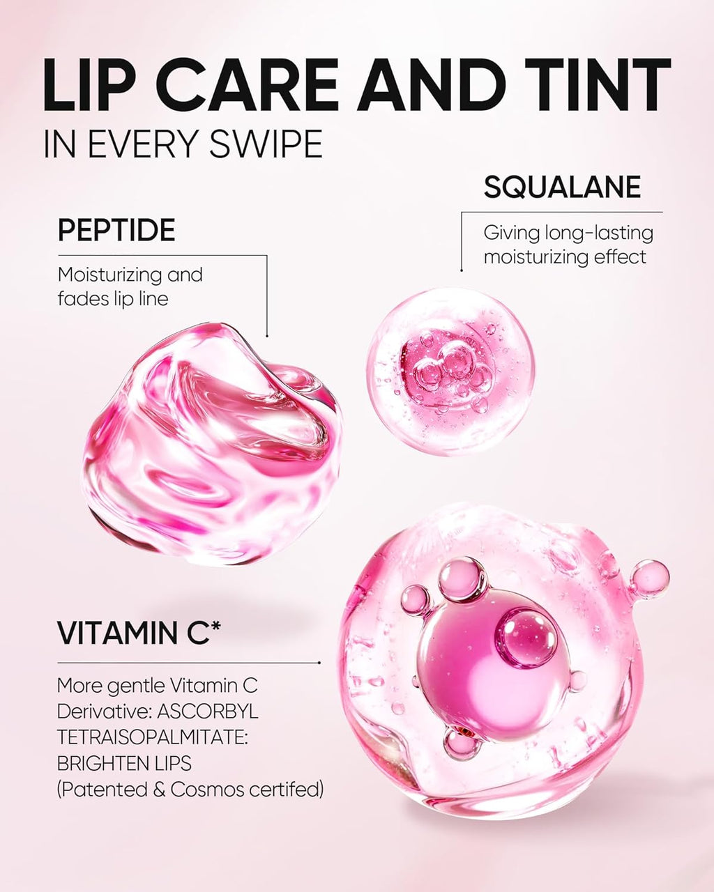 Hydrating Brightening Lip Serum, Smooth Tinted Lip Stain, Plumping Lip Gloss with Polypeptide Squalane, Moisturizing Balms, Brighten Dark Lips, Korean Beauty Makeup (06 Cherry Red)