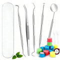 Dental Tools, Teeth Cleaning Kit and teeth polishing paste All in One for Total Tooth Care, Removing Stains and Tartar and Polish Teeth, 5 Stainless Steel tools for teeth cleaning 6 paste for polish
