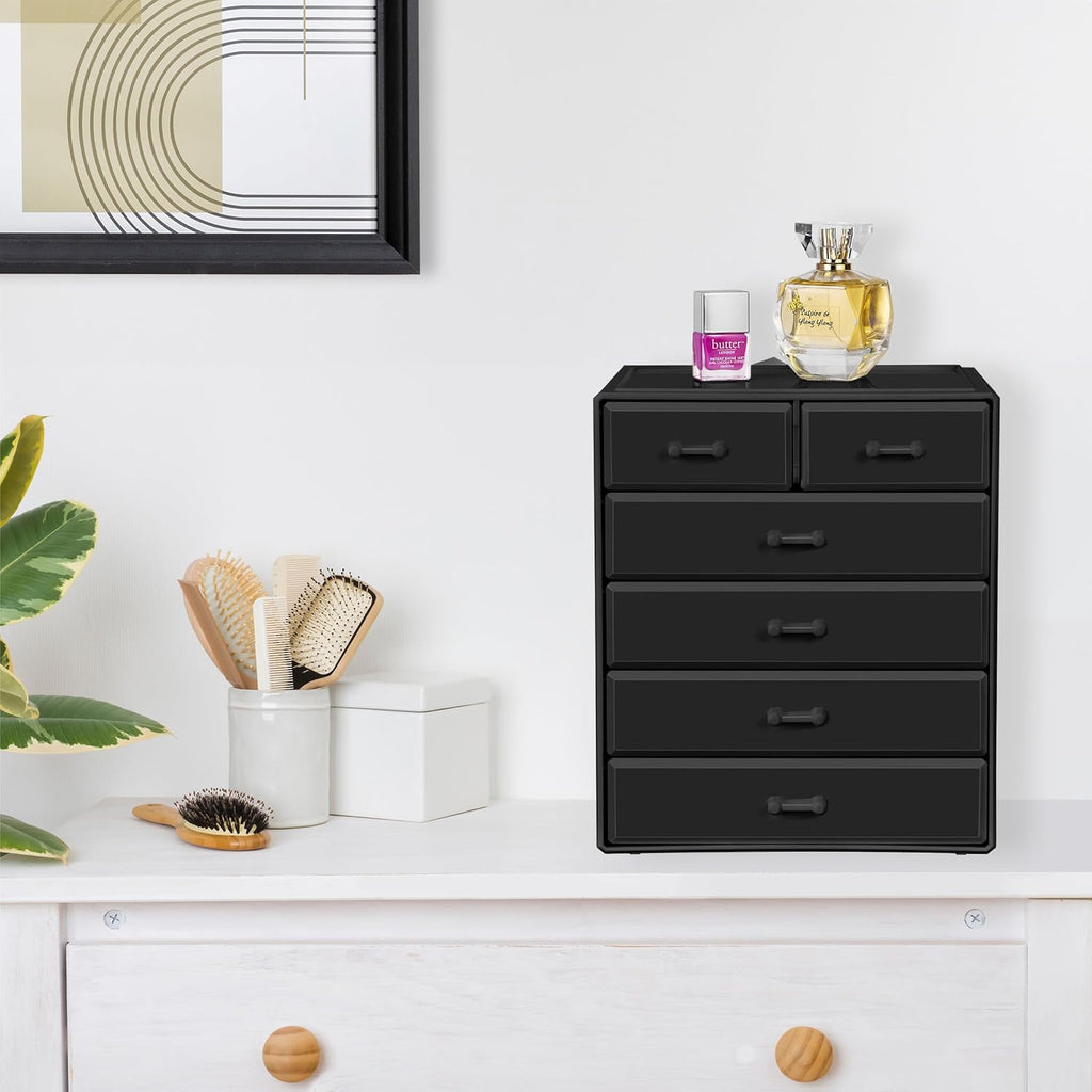 Sorbus Acrylic Makeup Organizer - Organization and Storage Case for Cosmetics Make Up & Jewelry - Large Makeup Organizer for Vanity, Bathroom, College Dorm, Closet, Desk (4 Large, 2 Small Drawers)