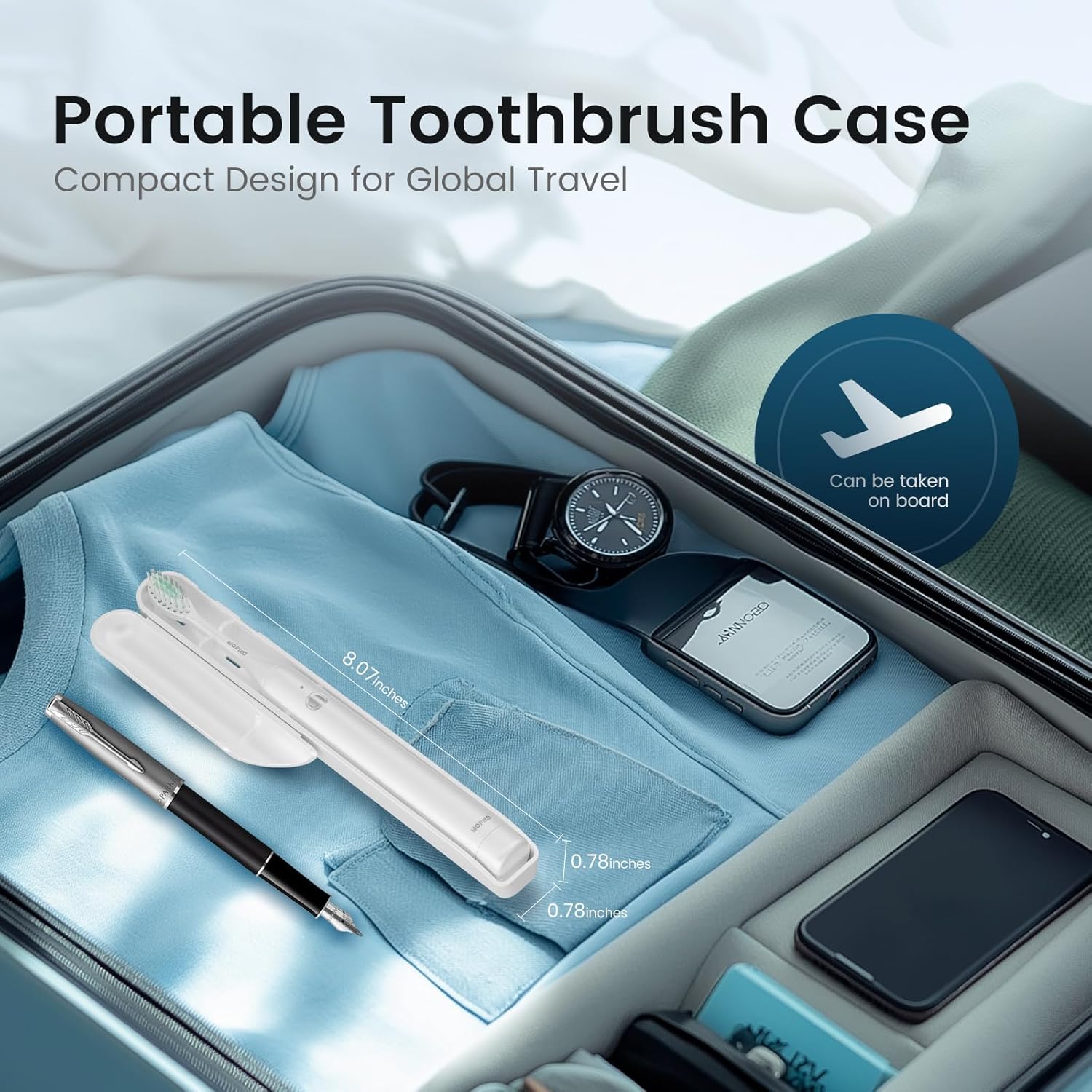 Sonic Electric Toothbrush for Adults - Type C Rechargeable Portable 3 Modes White Sonic Electric Toothbrush with Travel Kit