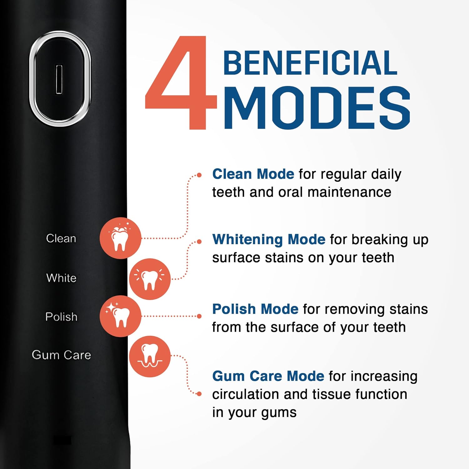 SPARX Electric Toothbrush for Teeth Whitening, Gum Care, & Polishing, Light Therapy Technology for Whiter Teeth & Healthy Gums, Rechargeable, Black