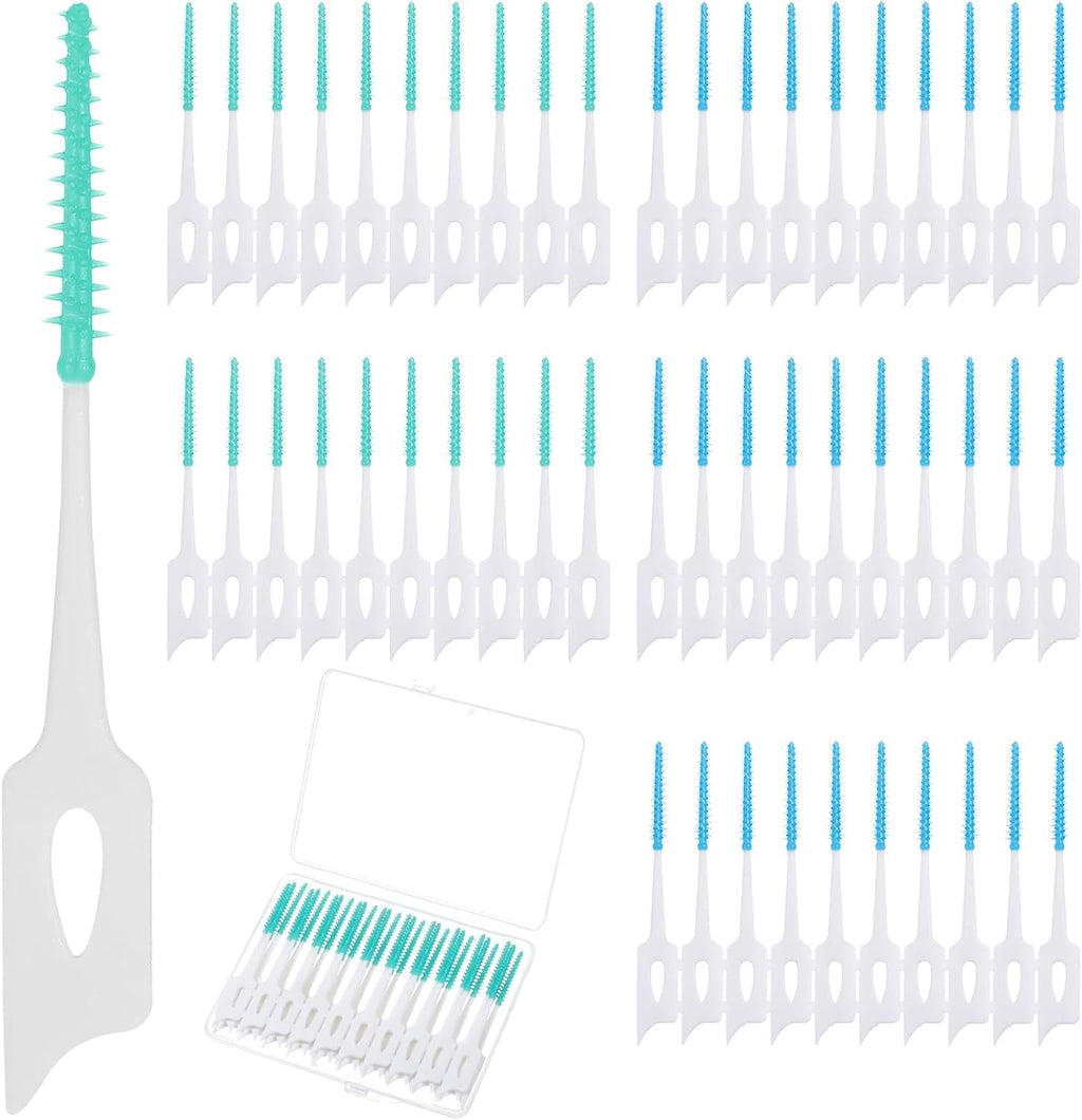 1440 Pieces Dual Purpose Toothpick, Dual-Use Interdental Brushes Soft Silicone Interdental Brushes Disposable Dental Picks Premium Dental Floss Picks 360° Bendable Braces Brush, with Carry Case