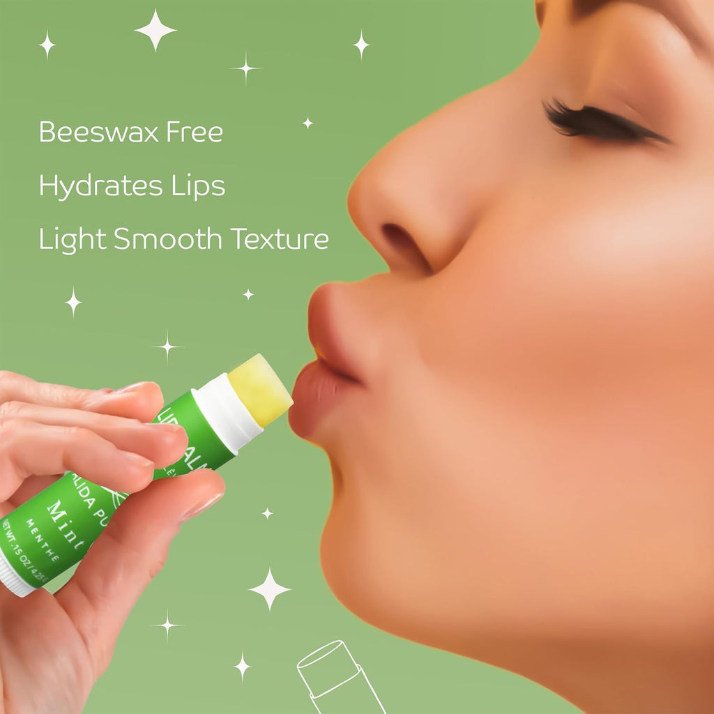 Mint Lip Balm Collection, Vegan Set, Beeswax Free, with Organic Jojoba and Avocado Oil, Vitamin E, Natural Moisturizer for Dry, Chapped Lips, 3 Tube Set
