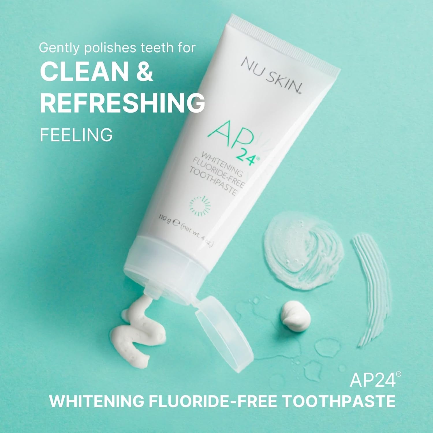 Nu Skin AP 24 Whitening Fluoride - Free Toothpaste | AP 24 Blend | Vanilla Mint Flavor | Brightens Teeth | Removes Surface Stains | Prevents Dental Cavities & Plaque | Enamel-Safe | 4 oz | 3 Pack