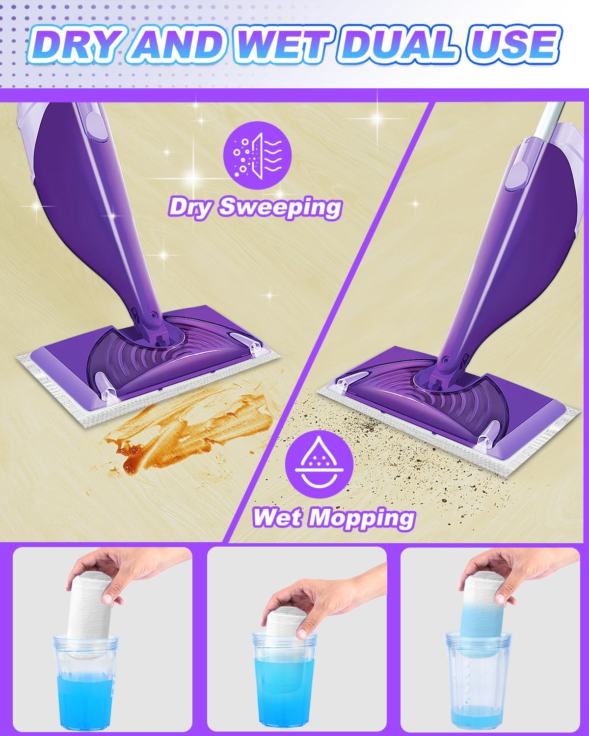 20-Pack Disposable Mop Pad Refills for Swiffer Wet Jet Spray Mop - Wet Jet Pads for All Floor Types - 5 Layers Thickened Durable and Super Absorbent