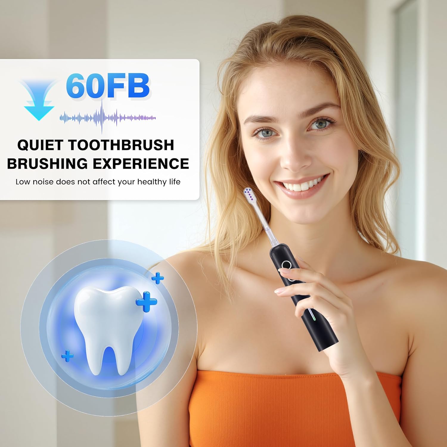Electric Toothbrush for Adults Sonic Vibration Deep Mouth Cleaning Teeth Whitening Free 4 Toothbrush Heads Super Soft Bristles 3 Modes 90 Days Lifespan IPX7 Waterproof (Color Available)
