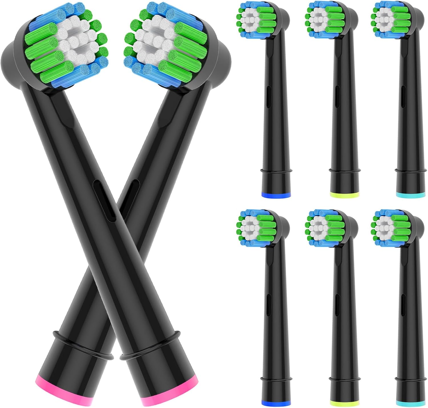 Replacement Toothbrush Heads Compatible with Braun Oral-B, 8 Pack Professional Electric Brush Heads for Oral B Replacement Heads Refill Pro100/1000/1500/4000/5000/7000/8000/9600 Etc, Black