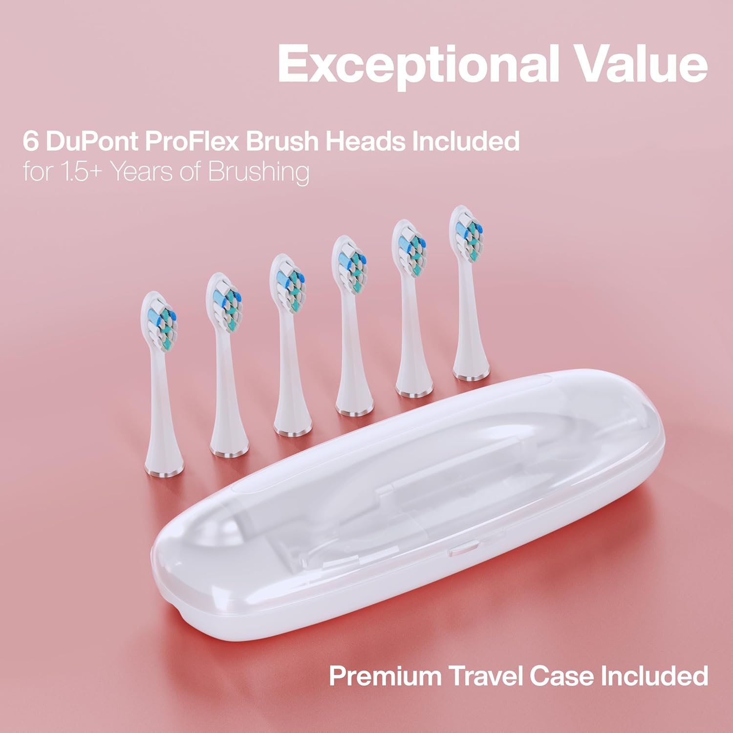 Aquasonic Vibe Series PRO – Ultra-Whitening Electric Toothbrush – 5 Modes & Smart Timers – Premium Travel Case & 6 Proflex Brush Heads – ADA Accepted Toothbrush (Rose Gold)