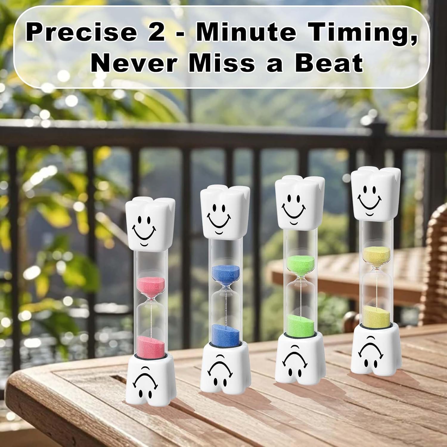 2 Minute Toothbrush Sand Timer for Kids, Small Pink Smiley Acrylic Hourglass Sand Clock Set 2min, Plastic Glass Mini Sandglass for Classroom Games Kitchen (Pack of 2)
