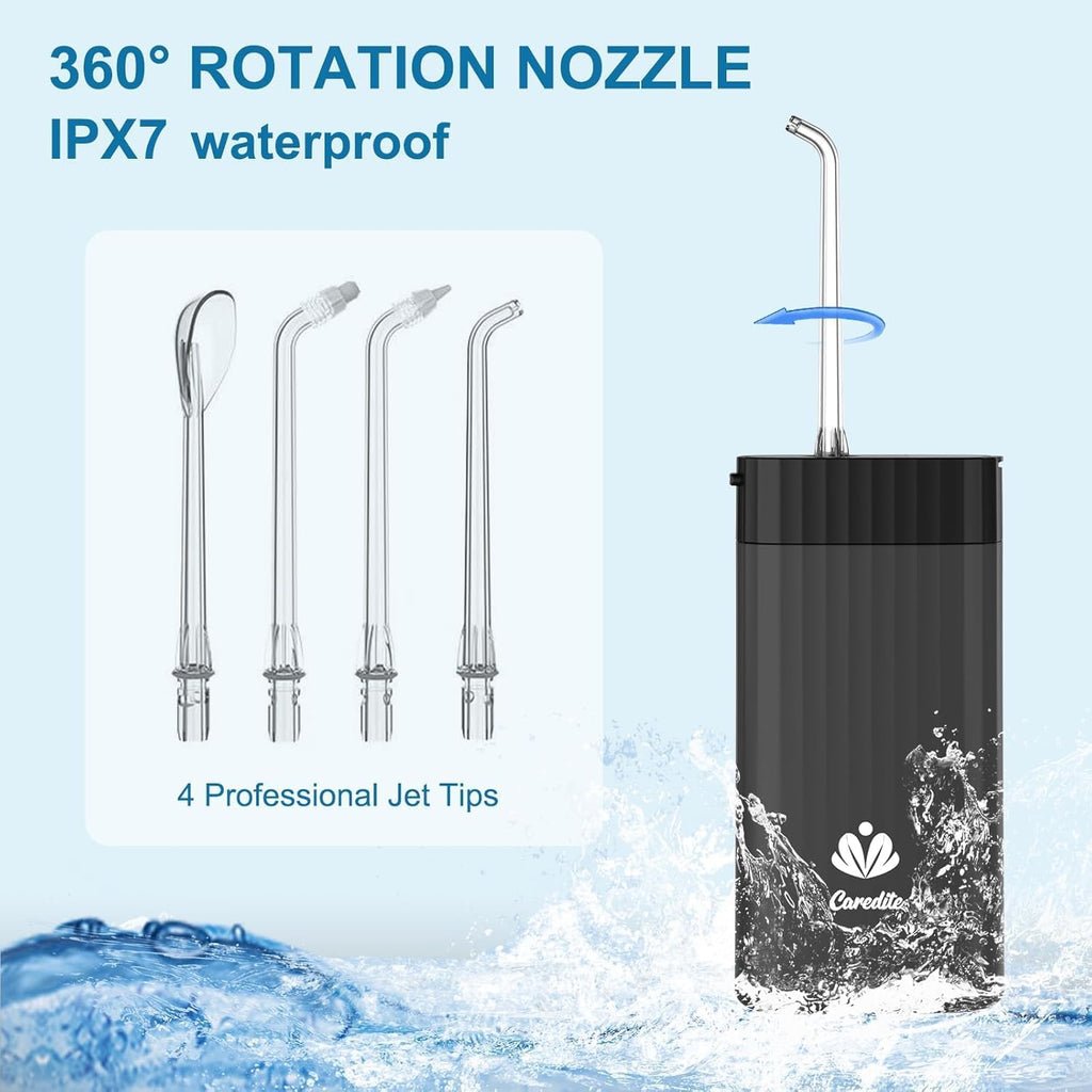 Portable Water Flosser for Teeth,Travel Water Flosser Picks,Mini Cordless Oral Irrigator Rechargeable Power Dental with Telescopic Water Tank, IPX7 Wateroproof for Brace & Sensitive Teeth Care,Black