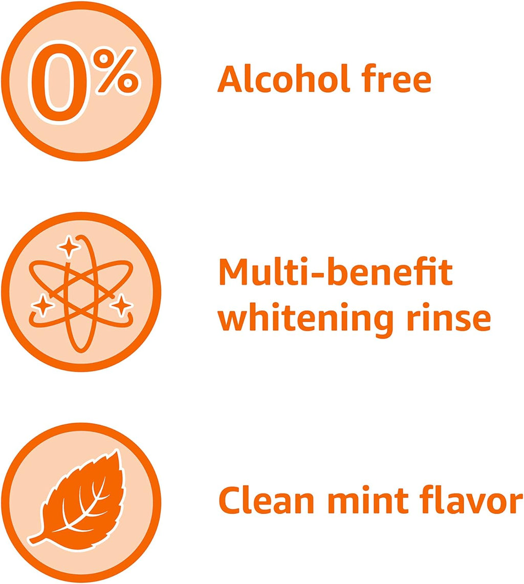 Amazon Basics Teeth Whitening Mouthwash, Alcohol-Free, Clean Mint, 32 Fluid Ounces, 4-Pack, Previously Solimo