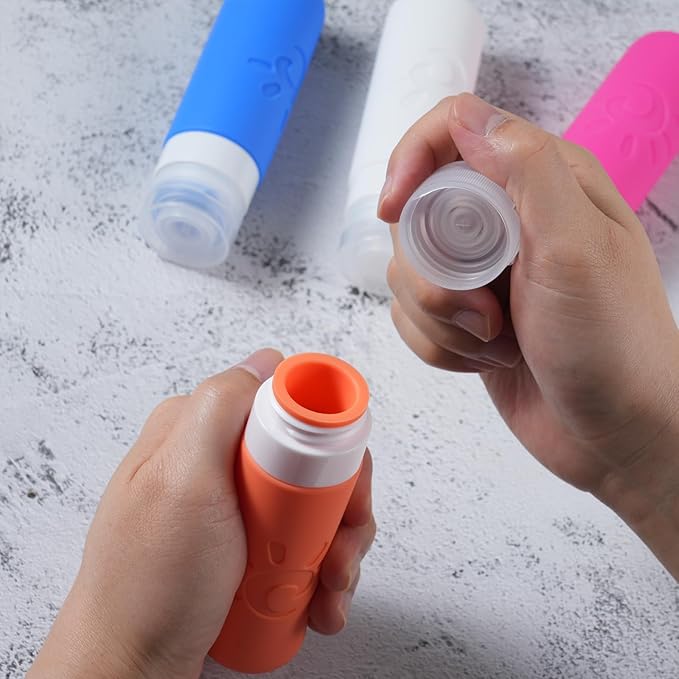 Travel Bottles for Toiletries, TSA Approved Travel Containers 3oz Leak Proof Travel Tubs Refillable Liquid Travel Accessories for Shampoo Conditioner Lotion Body Wash(Multicolored D)