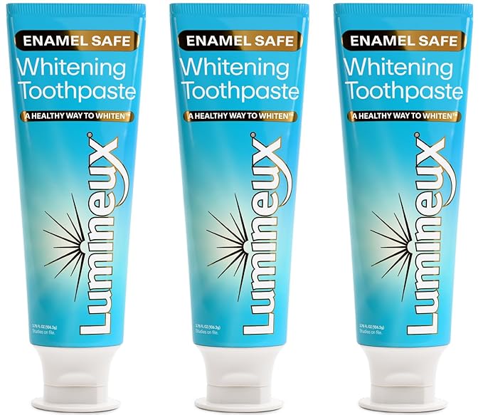 Lumineux Teeth Whitening Toothpaste 3 Pack Peroxide Free Enamel Safe for Sensitive Whiter Teeth, Fluoride Free, No Alcohol, Artificial Colors, SLS Free Dentist Formulated - 3.75 Oz