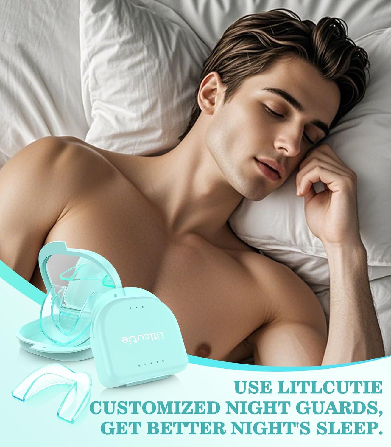 Mouth Guard for Grinding Teeth at Night, Night Guards for Teeth Grinding, 4 Pack/Large Size Moldable Dental Guard for Sleeping with 2 x 5X Mirror Mouth Guard Case, Mint Green