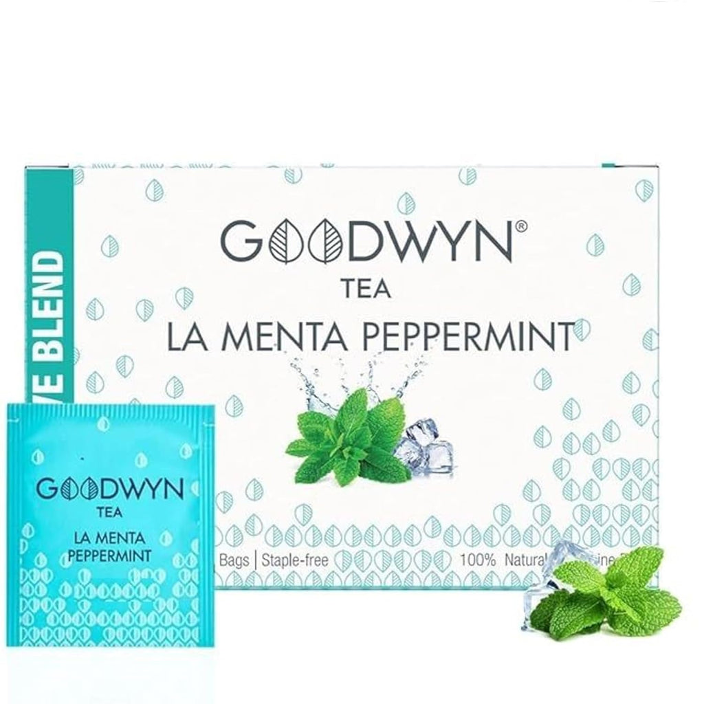 Goodwyn Peppermint Tea – 20 Herbal Tea Bags | Caffeine-Free Peppermint Flavor with Real mint Leaves | Organic mint Tea | Individually Wrapped Plastic-Free Bags | Travel-Friendly | Aromatic, Refreshing | Indian Origin Herbal Tea