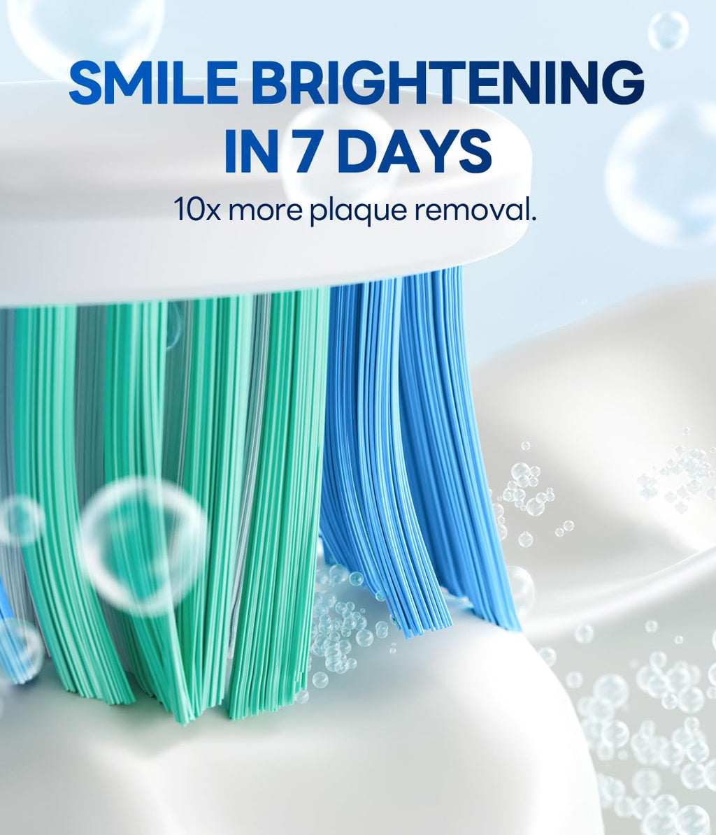 Bymore 8 Replacement Heads Electric Toothbrush for Adults, Ultra Clean Rechargeable Sonic Toothbrush Portable - Sky Blue