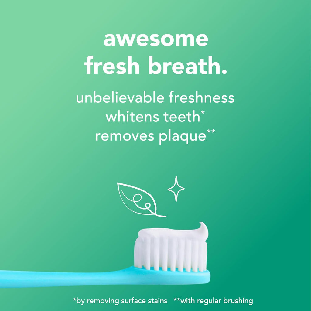 hello Super Fresh Fluoride Free Toothpaste, Toothpaste for Bad Breath, Helps Remove Surface Stains, Natural Spearmint, 3 Pack, 4.7 Oz Tubes