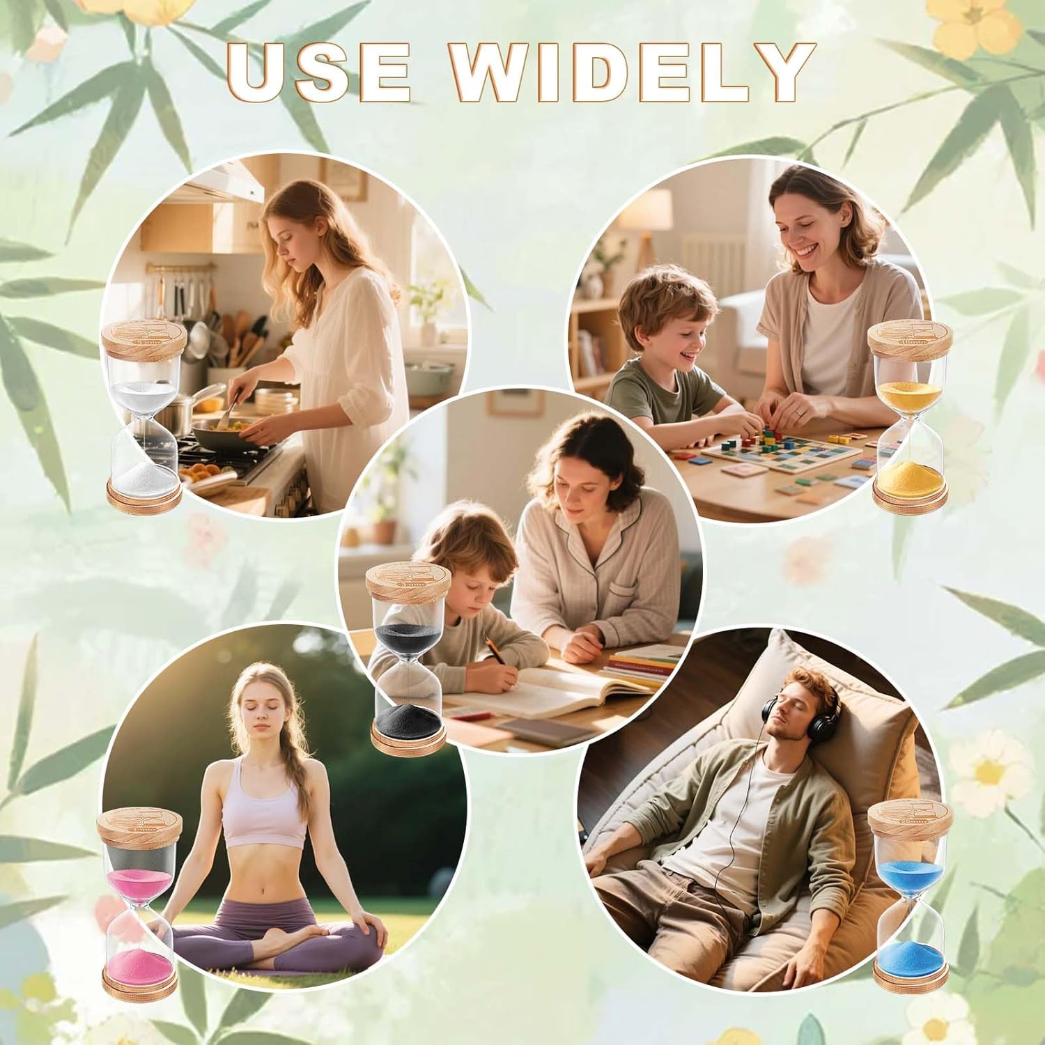 2 Minute Wooden Sand Timer Hourglass:Beech Wood Sand Clock,Small Sand Watch 2 Min,Hour Glass Sandglass for Home,Brushing Teeth,Kitchen (Black)