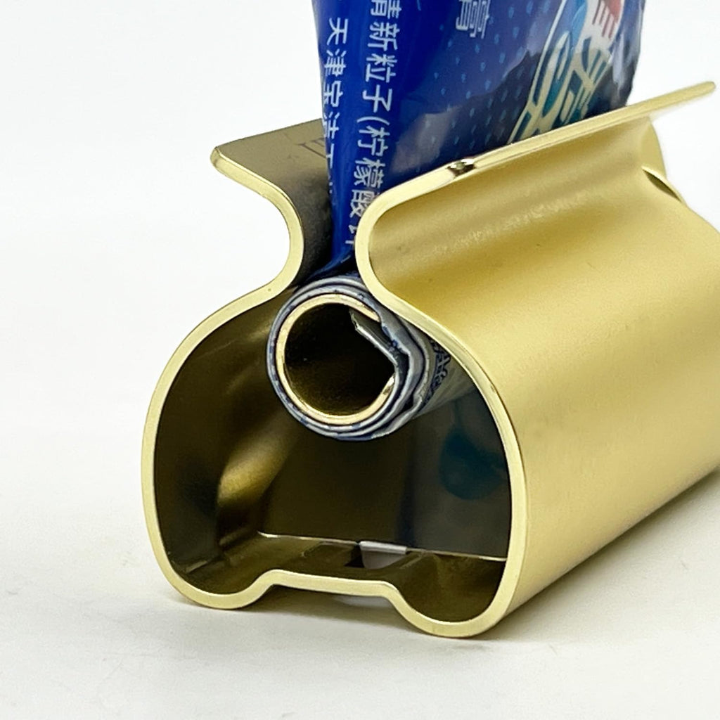 Toothpaste Squeezer - Metal Tube Squeezer Stainless Steel Tube Wringer UDQYQ Toothpaste seat Holder Stand (Matt Gold)