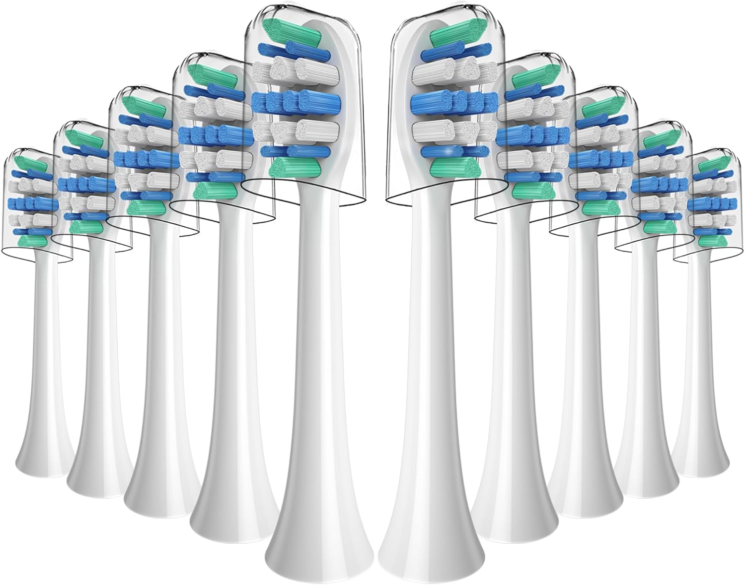 Replacement Toothbrush Heads for Phillips Sonicare Electric Toothbrush Click-on Handles 10 Pack White (Blue, 1 Count (Pack of 10))