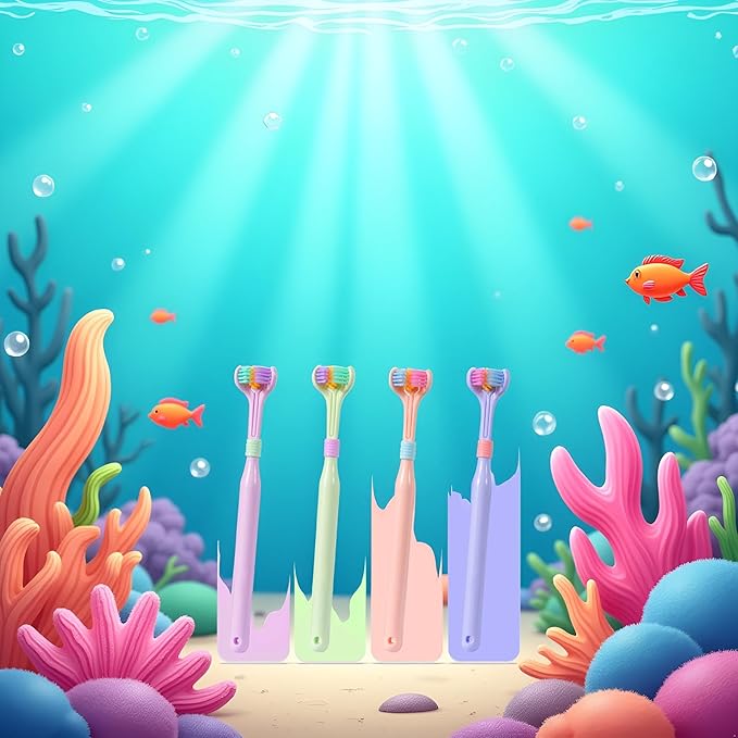 2 Pcs Random Color Three-Sided Soft Hair Toothbrush, Deeply and Thoroughly to Clean Teeth and Gums, Effective Wrap-Around Design, Suitable for Adults and Children Toothbrushes and Accessories