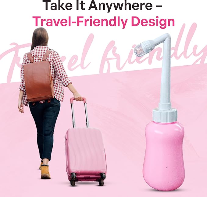 Portable Bidet Bottle for Women - Personal Upside Down Peri Bottle for Feminine Hygiene, Postpartum & Period Care with Angled Sprayer & Storage Bag - Perfect for Travel & New Moms (10 oz)