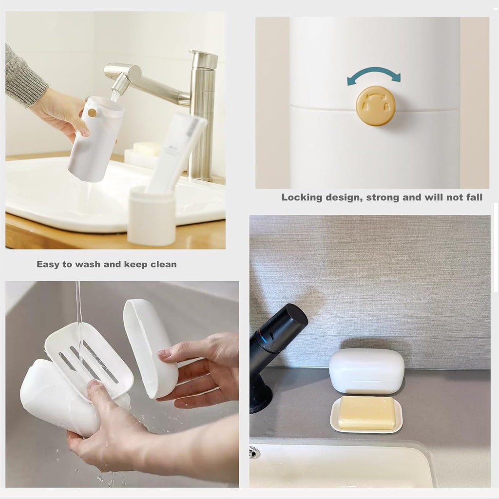 Portable Toothbrush and Toothpaste Holder & Travel Soap Case Set, Leakproof, Large Capacity, Breathable Travel Toothbrush Holder for Trips, Gym, Camping and School