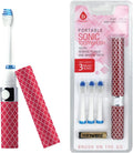 Pursonic Portable Sonic Toothbrush Battery Operated, Battery Included, 3 Brush Heads Included, 22,000 Strokes Per Minute, Brush On The Go (Pink)