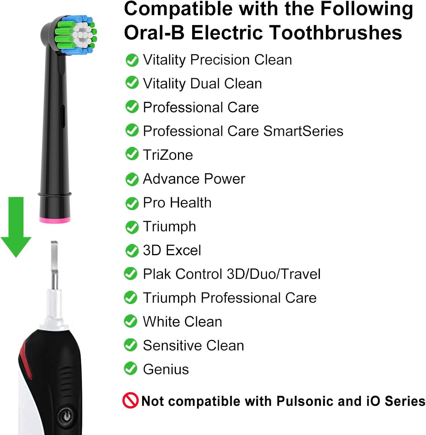 Replacement Toothbrush Heads Compatible with Braun Oral-B, 8 Pack Professional Electric Brush Heads for Oral B Replacement Heads Refill Pro100/1000/1500/4000/5000/7000/8000/9600 Etc, Black