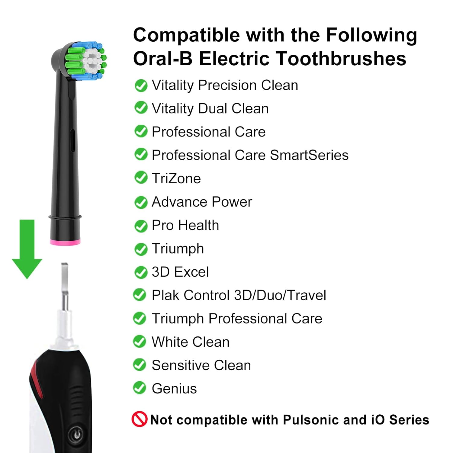 16 Pack Precision Replacement Brush Heads Compatible with Oral B Braun Electric Toothbrush. 8pcs White and 8pcs Black.