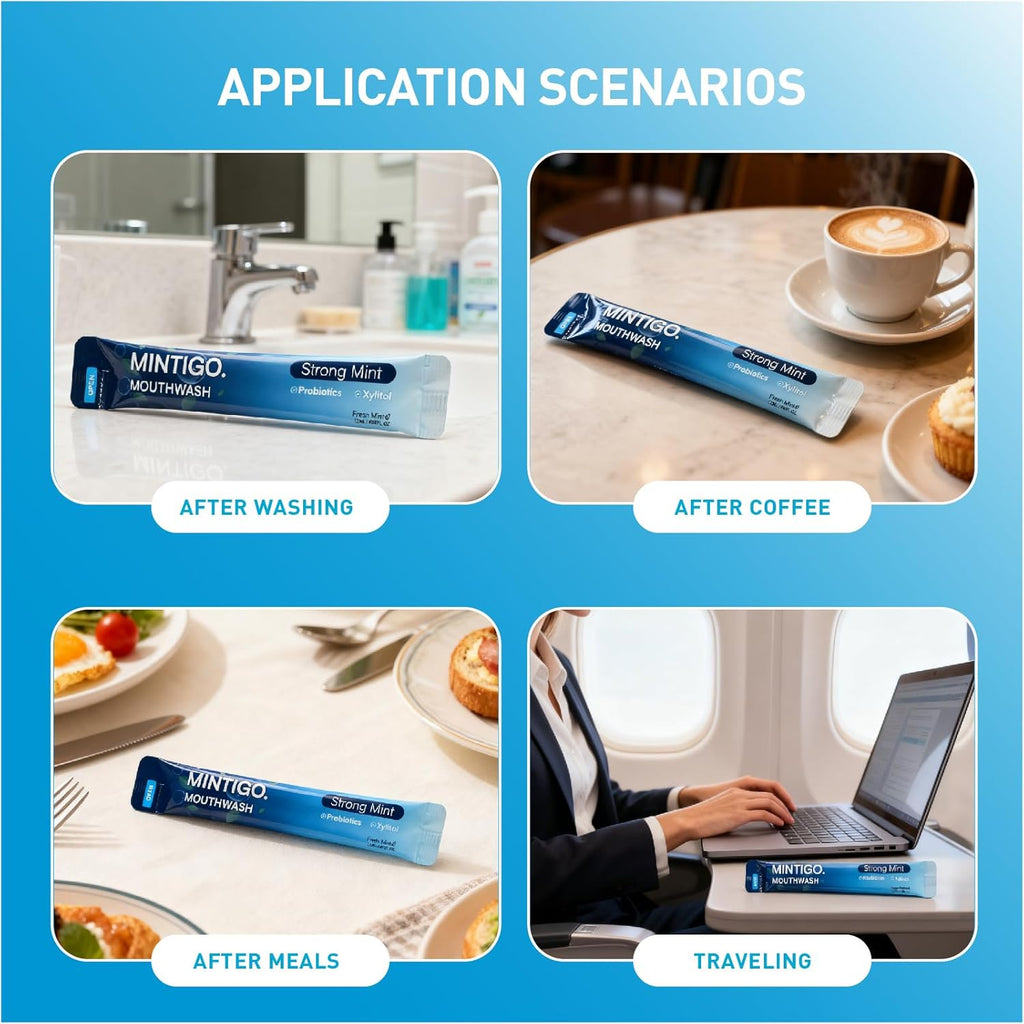 Mouthwash Travel Size Portable Packets to Go, Alcohol Fluoride Free Strong Mint for Travel Essentials, Travel Mouth Wash for Superior Oral Hygiene, 20 Individual Travel Mouthwash Packets (Pack of 20)