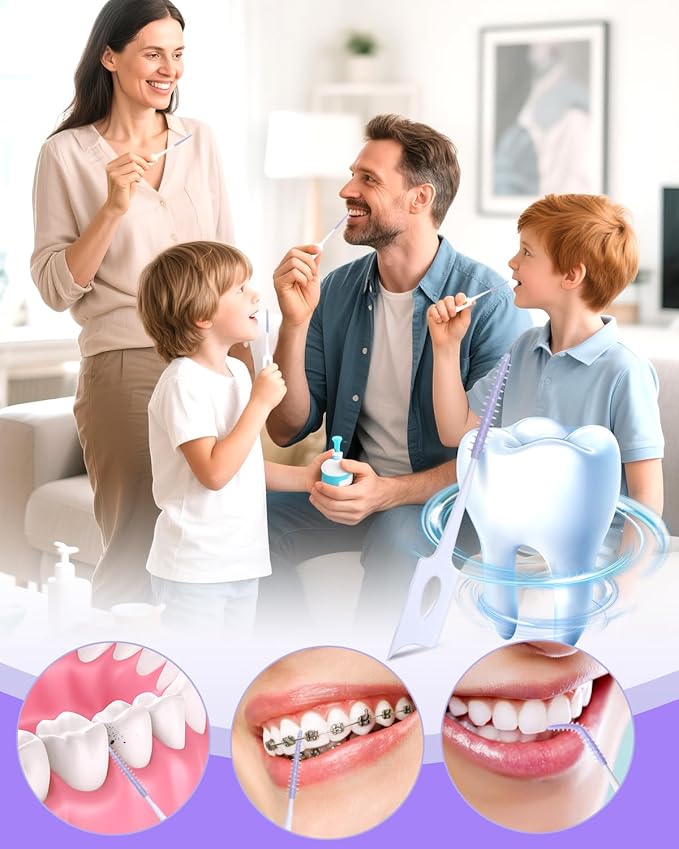 220 PCS Dental Floss Picks, Soft Silicone interdental Brush, Floss Picks for Teeth, Toothpicks Brush Between Teeth, Tooth Flossing Brush with Case, Disposable for Teeth Cleaning, Purple Color