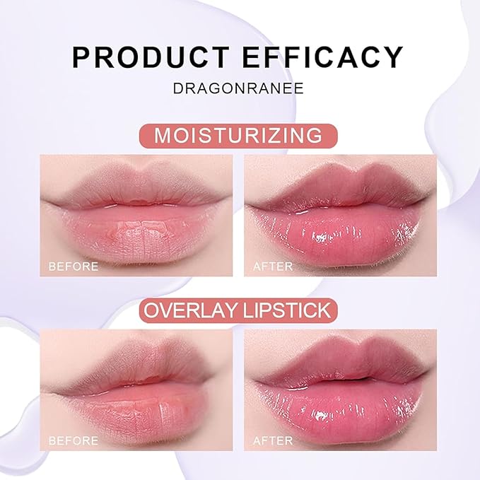 Dulele Plumping Lip Glow Oil Fruit Flavoured Transparent Toot Lip Gloss, 4PCS Moisturizing Hydrating Lip Oil Long Lasting Lip Balm and Tinting for Dry Lips