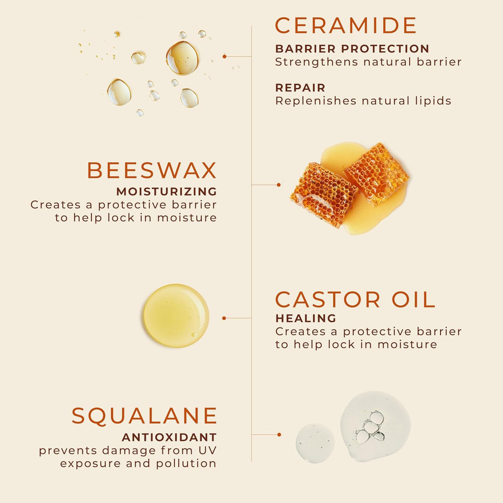 Unscented Lip Balm Hydrating for Dry Lips - Lip Moisturizer with Castor Oil and Beeswax, Chapped Lip Repair, Restores Smoothness, Barrier Protection, Fragrance-Free and Gentle (Pack of 3)