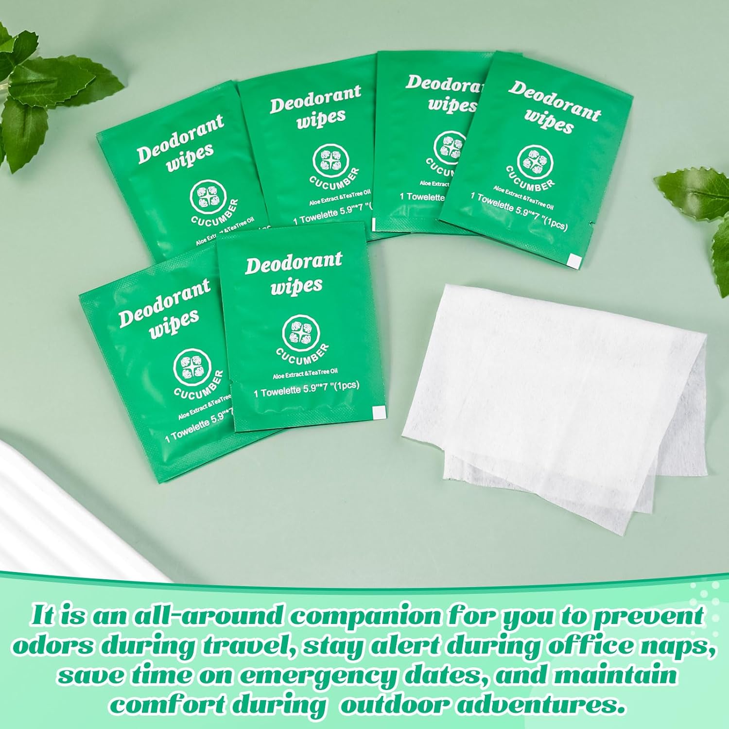 Travel Deodorant Wipes Individually Wrapped,Body Wipes to Clean Skin for Women Men（Cucumber,pack of 200)