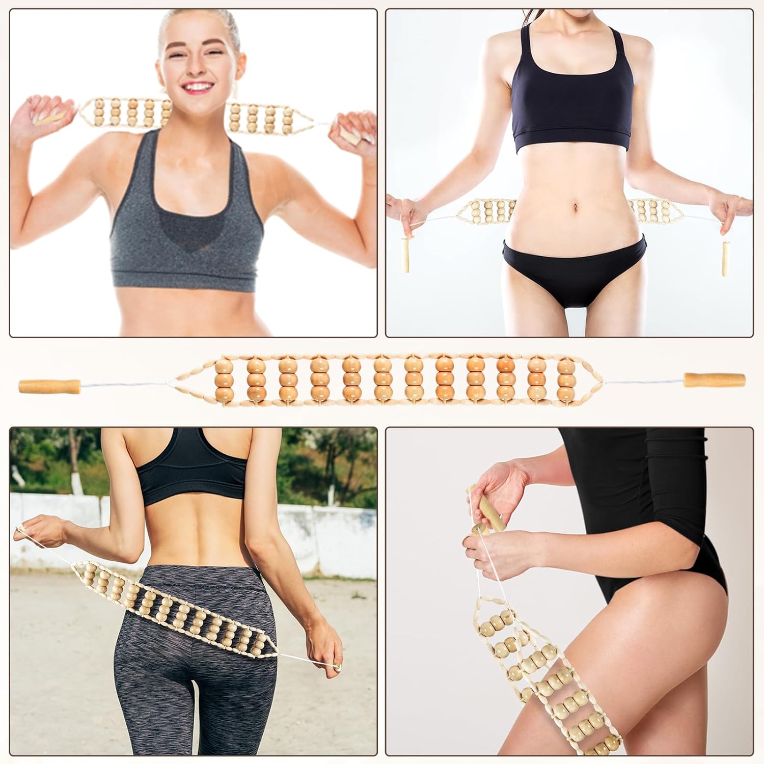 3 in 1 Wood Therapy Massage Tools Maderoterapia Kit Lymphatic Drainage Massager Gua Sha Wooden Massage Tool Body Sculpting Tools for Body Contouring and Shaping, Muscle Pain Relief, Anti-Cellulite