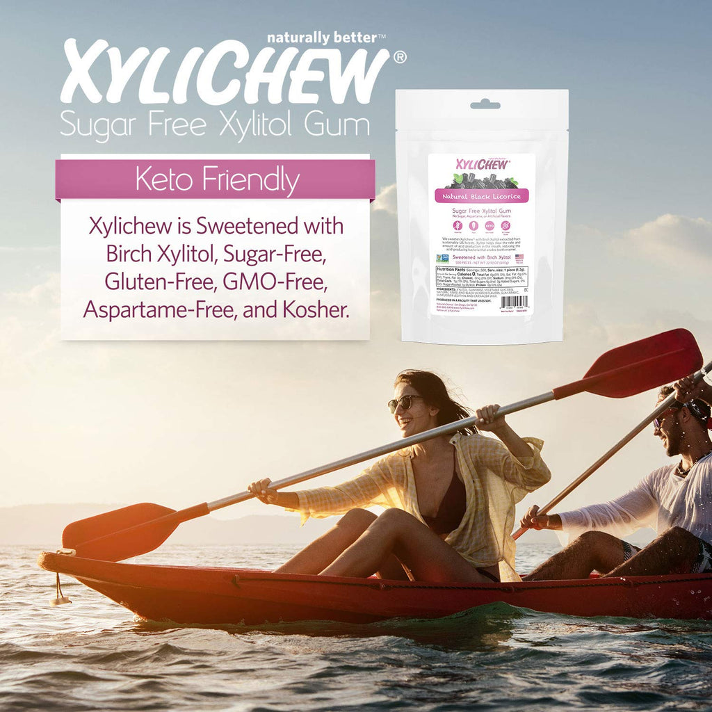 Xylichew 100% Xylitol Chewing Gum - Non GMO, Non Aspartame, Gluten Free, and Sugar Free Gum - Natural Oral Care, Relieves Bad Breath and Dry Mouth - Licorice, 500 Count