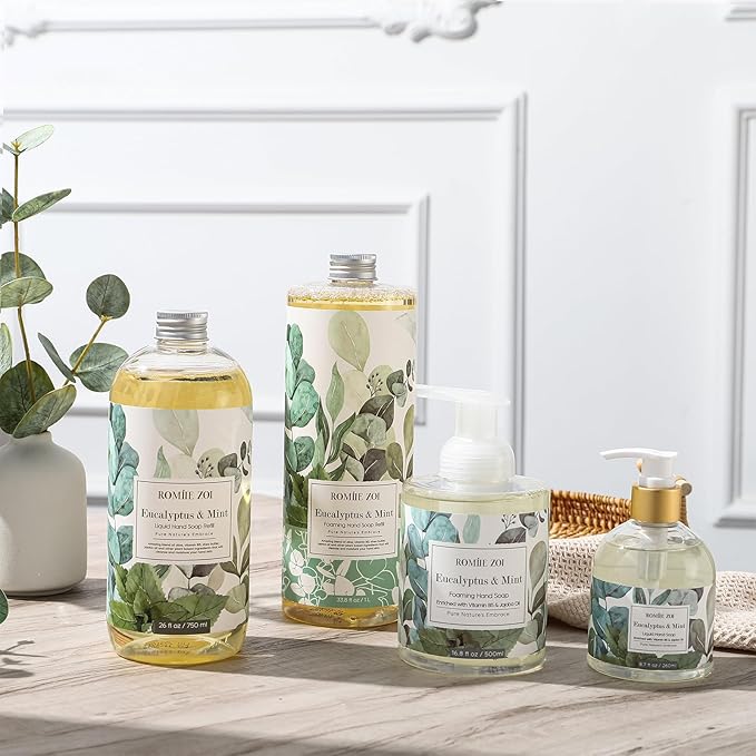 ROMIIE ZOI Foaming Hand Soap Refill, Eucalyptus & Mint, Gentle & Moisturizing Formula, 1 L/ 33.8 FL OZ