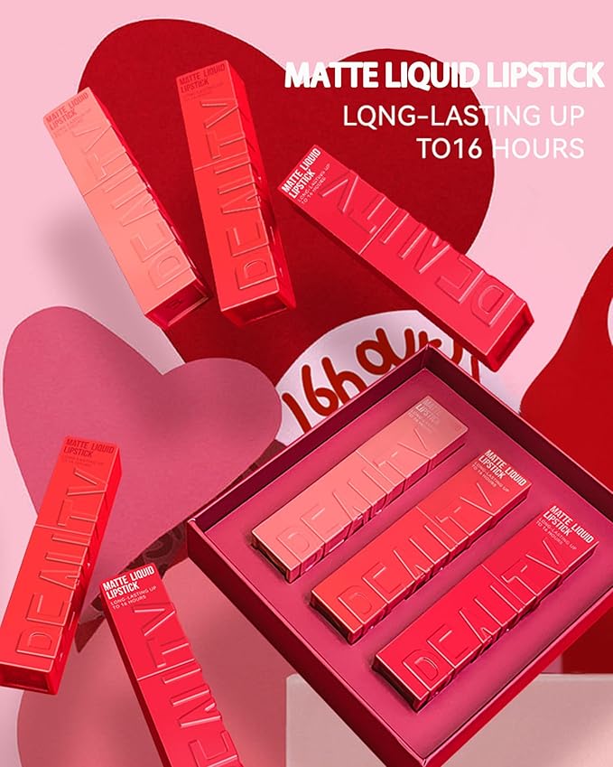 Matte Liquid Lipstick for Women, 1Pcs Highly Pigmented Color Lip Stain Tint, Super Velvet Matte Lip Gloss, Up to 16H Wear, Long Lasting Waterproof Non-Stick Cup Lip Makeup-03# Pink Neutral