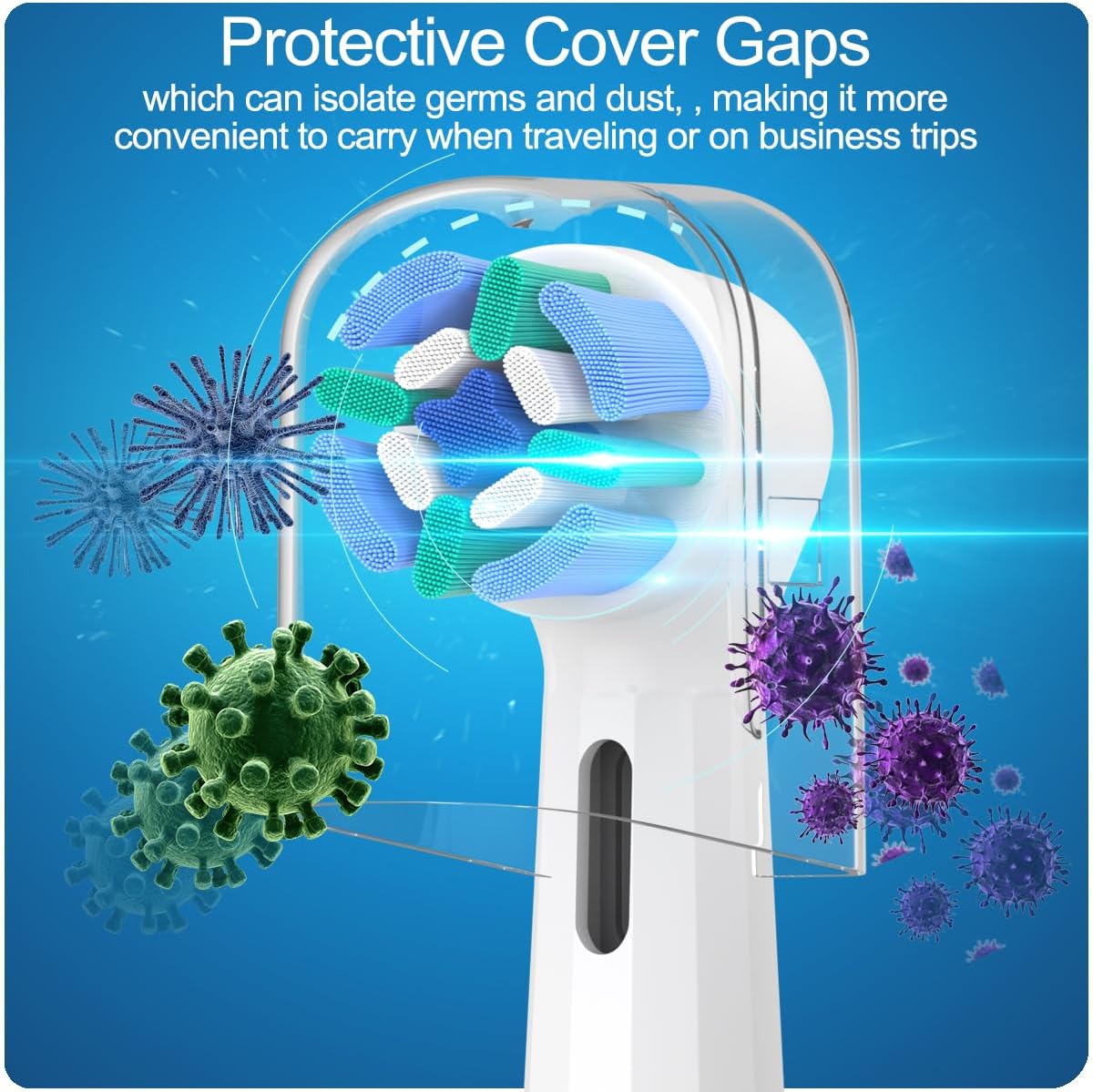 8 Pack Replacement Heads Compatible with Oral B iO Toothbrushes, Brush Heads for Oral-B iO 2/3/4/5/6/7/8/9/10/7G Series, with Covers, White