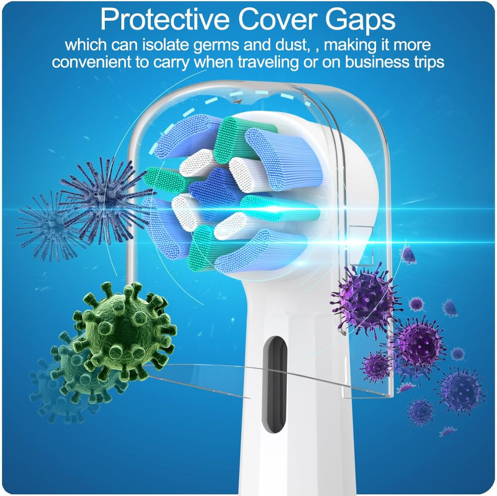 8 Pack Replacement Heads Compatible with Oral B iO Toothbrushes, Brush Heads for Oral-B iO 2/3/4/5/6/7/8/9/10/7G Series, with Covers, Black+White