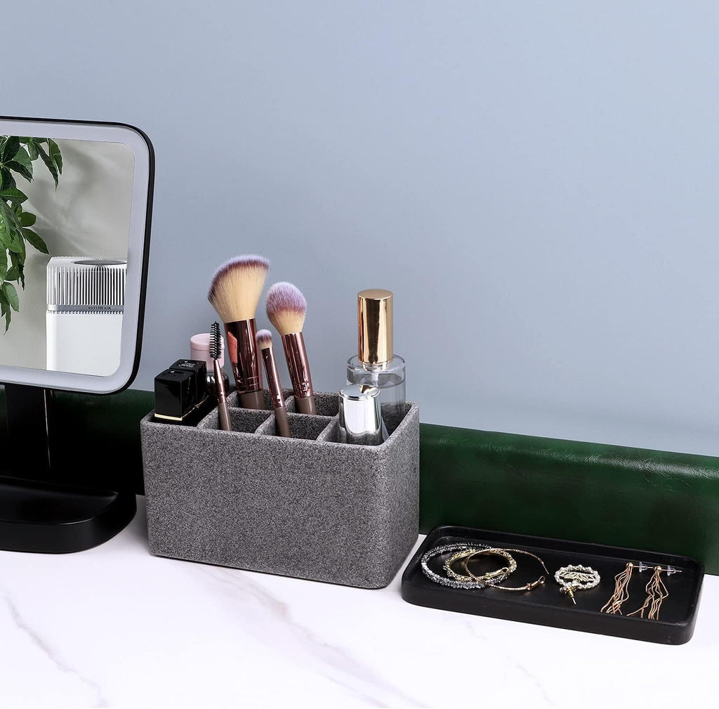 ZCCZ Toothbrush Holder, 6-Slot Bathroom Organizer for Countertop Storage, Holds Toothpaste, Dental Floss, Razor, Comb, Makeup Brushes, and More, Compact Tooth Brushing Stand for Efficient Organization