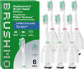 Brushmo e-Series Total Clean Replacement Toothbrush Heads, Compatible with Philips Sonicare Screw-on Electric Toothbrush Handles, 6 Standard Heads, Medium Firm Dupont Bristles, BM726-bw, White